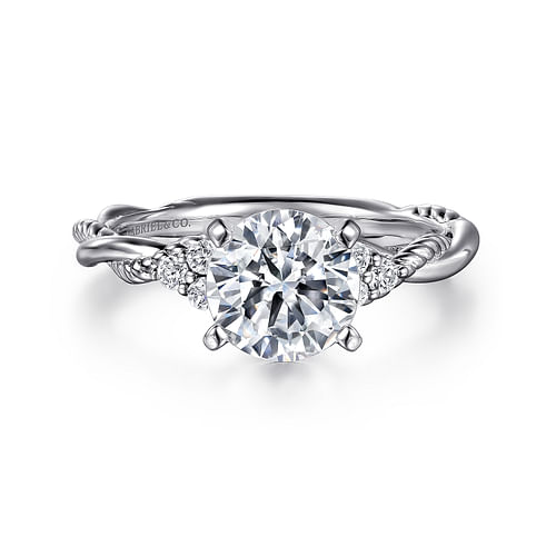 14K White Gold Round Diamond Engagement Ring