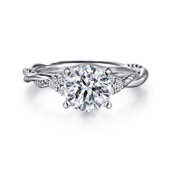 Gabriel - 14K White Gold Round Diamond Engagement Ring