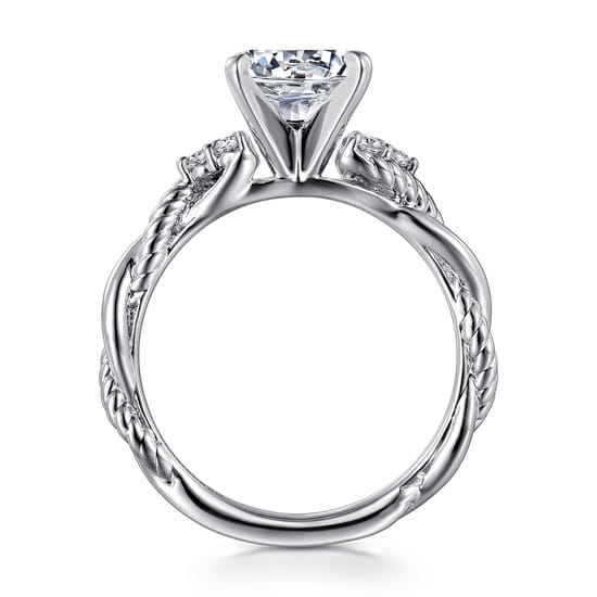 14K White Gold Round Diamond Engagement Ring angle 2