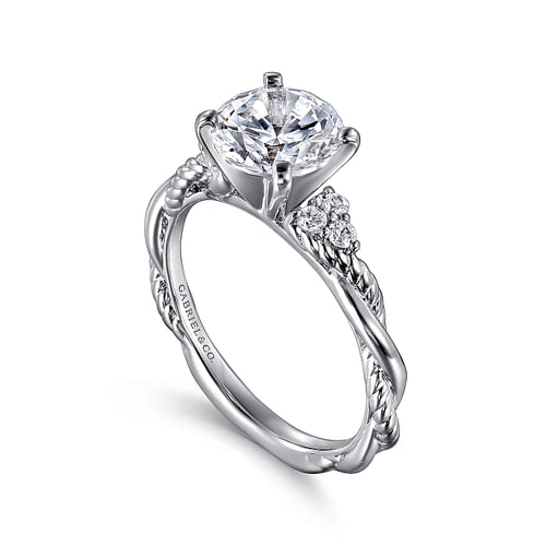 14K White Gold Round Diamond Engagement Ring