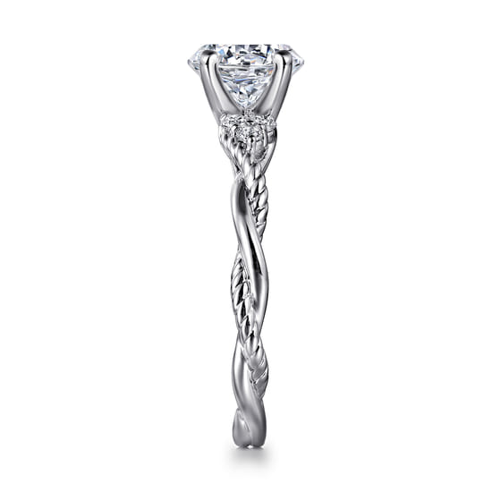 14K White Gold Round Diamond Engagement Ring angle 5