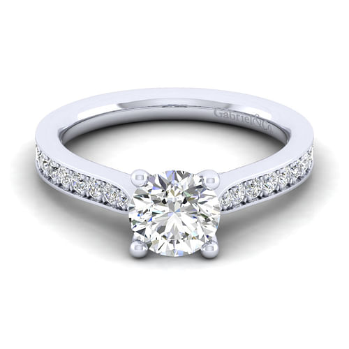 14K White Gold Round Diamond Engagement Ring