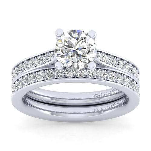 14K White Gold Round Diamond Engagement Ring