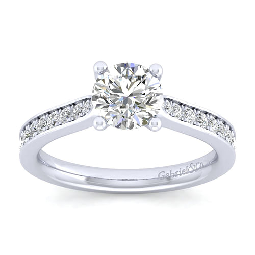 14K White Gold Round Diamond Engagement Ring