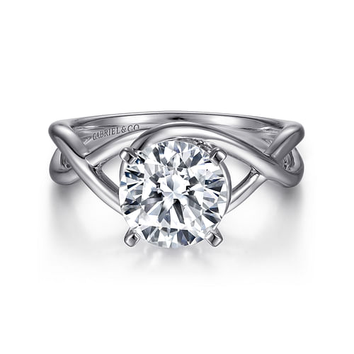 14K White Gold Round Diamond Engagement Ring