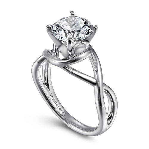 14K White Gold Round Diamond Engagement Ring