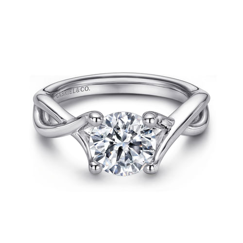 14K White Gold Round Diamond Engagement Ring