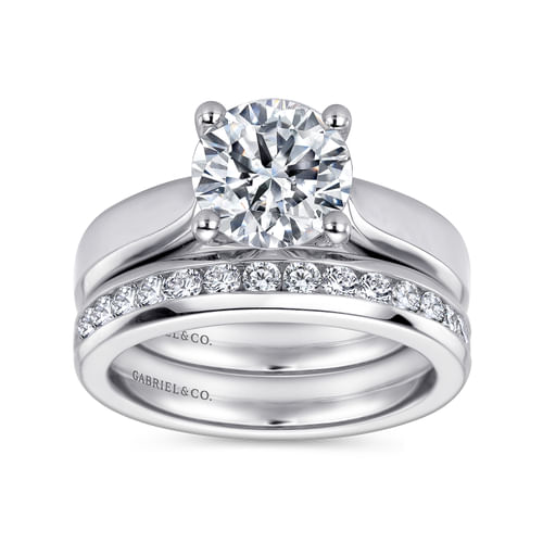 14K White Gold Round Diamond Engagement Ring
