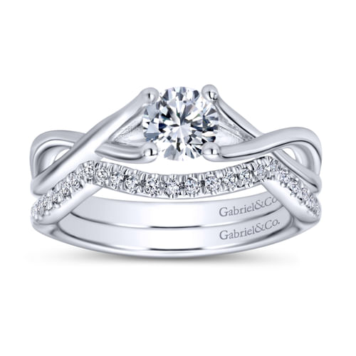 14K White Gold Round Diamond Engagement Ring