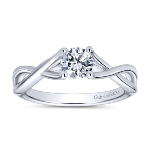 14K White Gold Round Diamond Engagement Ring