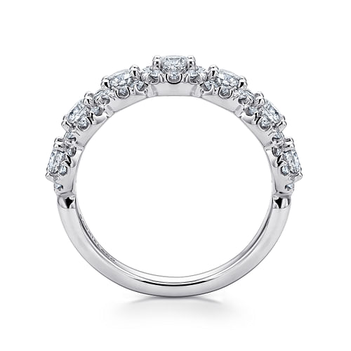 14K White Gold Round Diamond Halo Anniversary Band