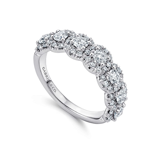 14K White Gold Round Diamond Halo Anniversary Band