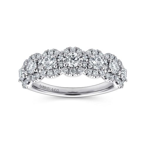 14K White Gold Round Diamond Halo Anniversary Band