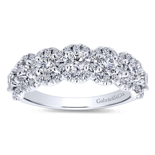 14K White Gold Round Diamond Halo Anniversary Band