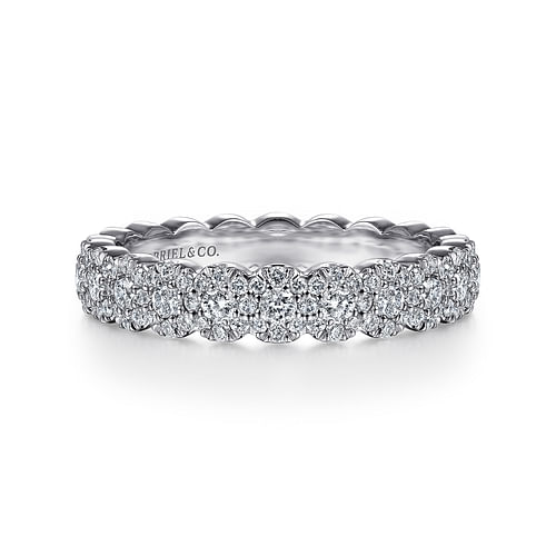 14K White Gold Round Diamond Halo Anniversary Band