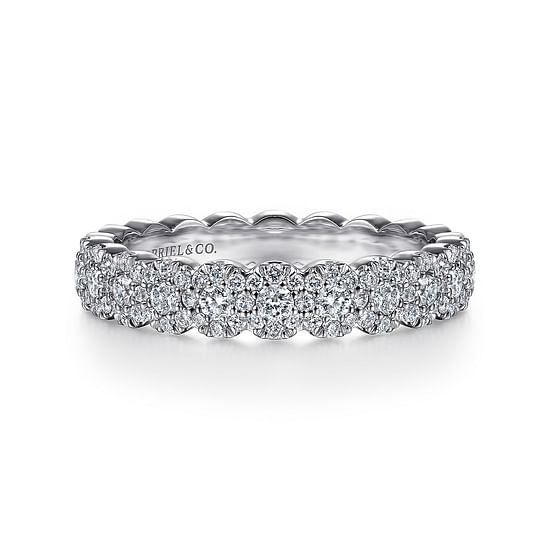 Gabriel - 14K White Gold Round Diamond Halo Anniversary Band