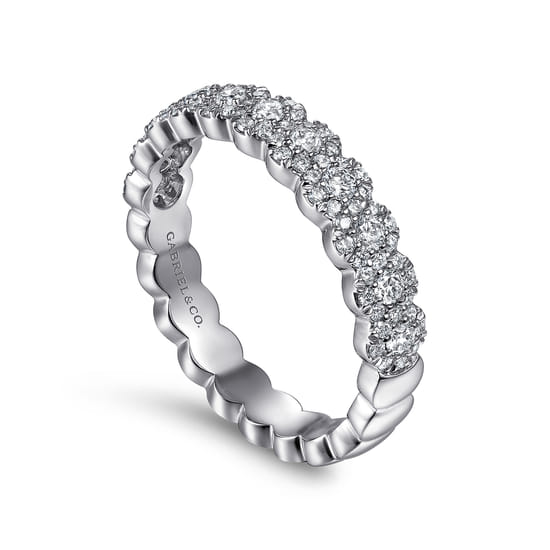 14K White Gold Round Diamond Halo Anniversary Band angle 3 14K White Gold Round Diamond Halo Anniversary Band angle 3