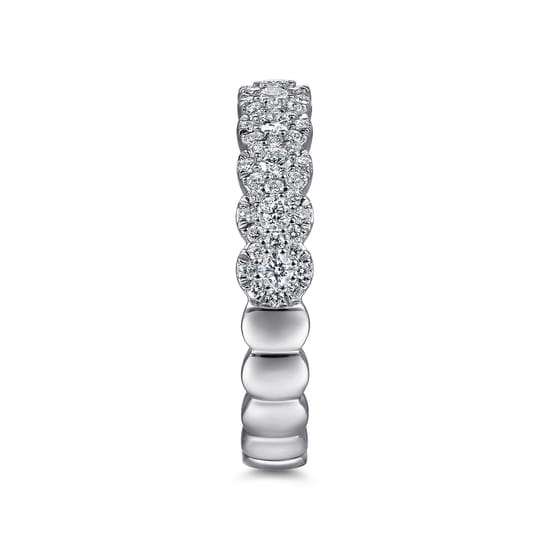 14K White Gold Round Diamond Halo Anniversary Band angle 4 14K White Gold Round Diamond Halo Anniversary Band angle 4