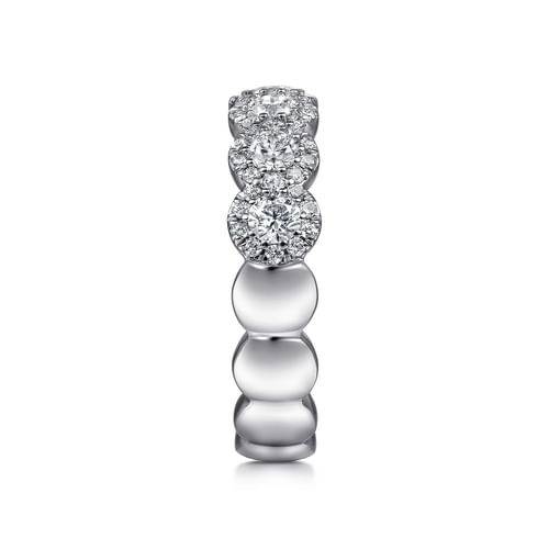 14K White Gold Round Diamond Halo Anniversary Band