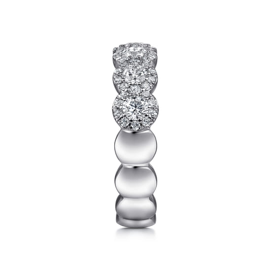 14K White Gold Round Diamond Halo Anniversary Band angle 4 14K White Gold Round Diamond Halo Anniversary Band angle 4