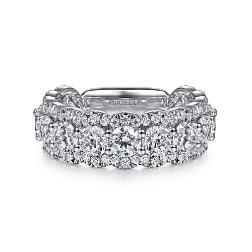 14K White Gold Round Diamond Halo Anniversary Band