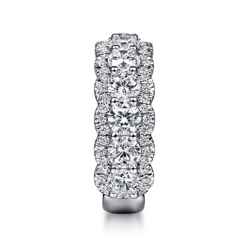 14K White Gold Round Diamond Halo Anniversary Band