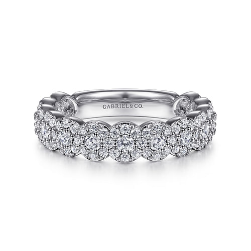 14K White Gold Round Diamond Halo Anniversary Band