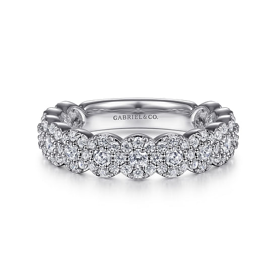 Gabriel - 14K White Gold Round Diamond Halo Anniversary Band