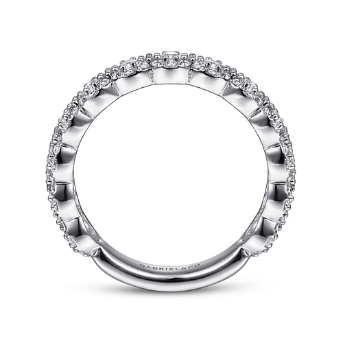 14K White Gold Round Diamond Halo Anniversary Band