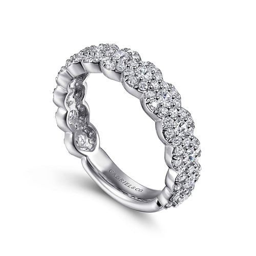 14K White Gold Round Diamond Halo Anniversary Band