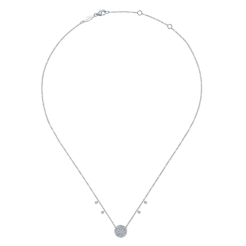 14K White Gold Round Diamond Pendant Necklace