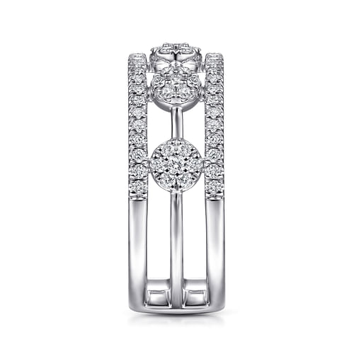 14K White Gold Round Diamond Station Ring