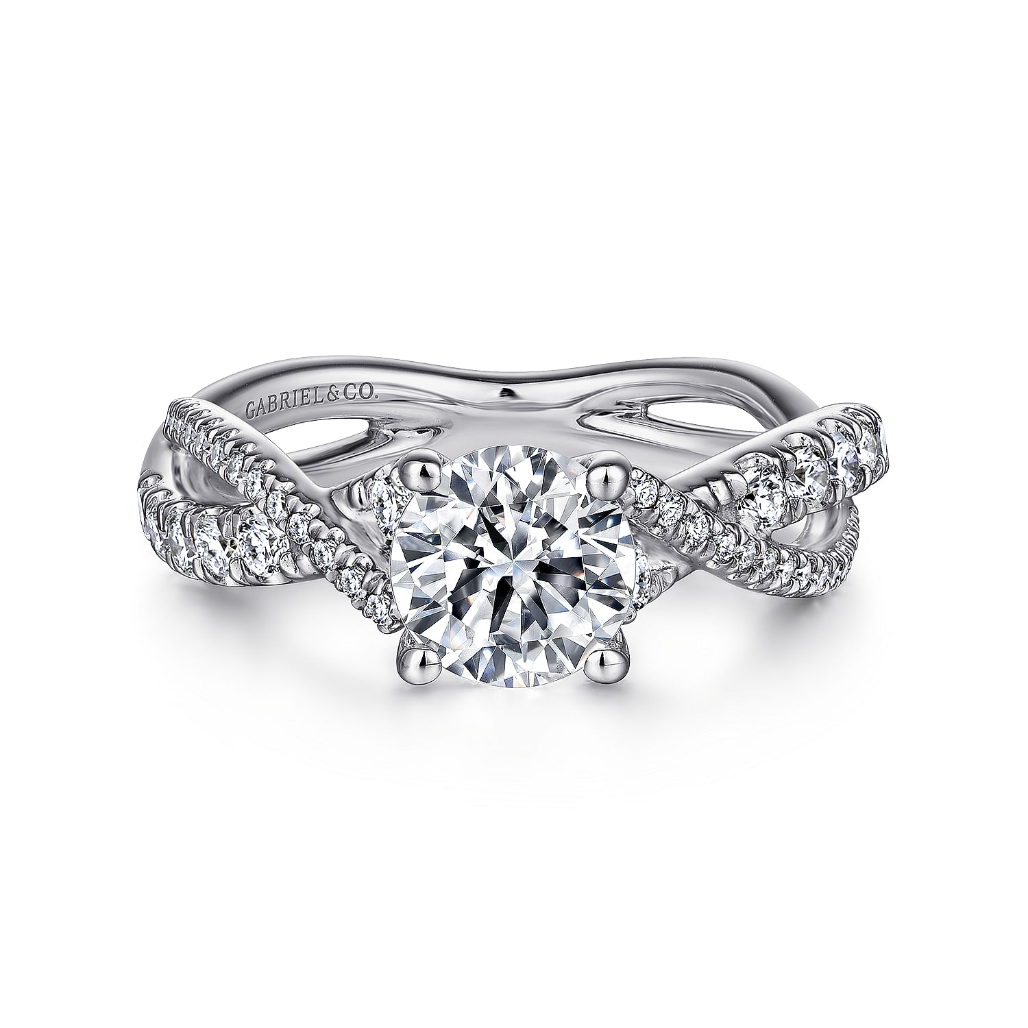 Gabriel - 14K White Gold Round Diamond Twisted Engagement Ring