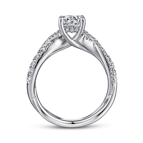 14K White Gold Round Diamond Twisted Engagement Ring