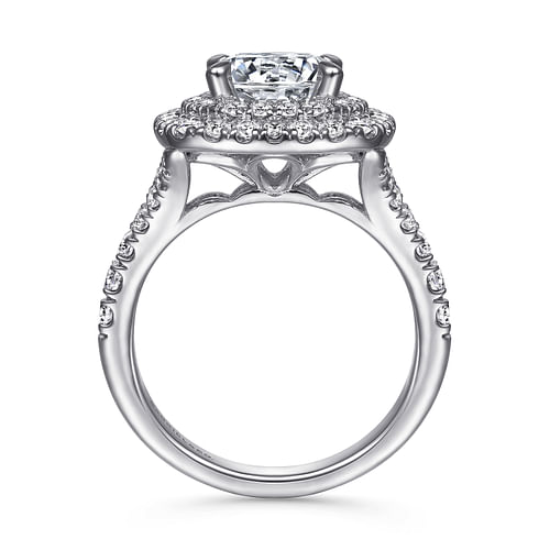 14K White Gold Round Double Halo Diamond Engagement Ring