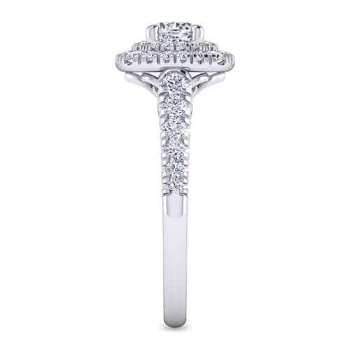 14K White Gold Round Double Halo Diamond Engagement Ring