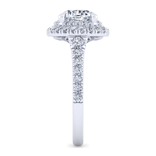 14K White Gold Round Double Halo Diamond Engagement Ring