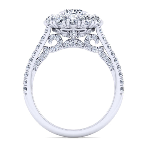 14K White Gold Round Double Halo Diamond Engagement Ring