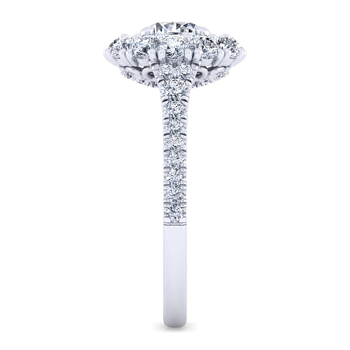 14K White Gold Round Double Halo Diamond Engagement Ring