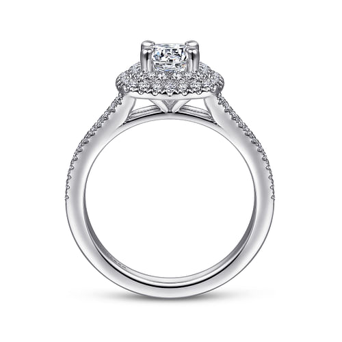 14K White Gold Round Double Halo Diamond Engagement Ring