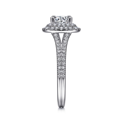 14K White Gold Round Double Halo Diamond Engagement Ring