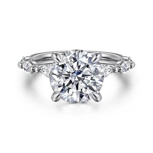 14K White Gold Round Double Prong Diamond Engagement Ring