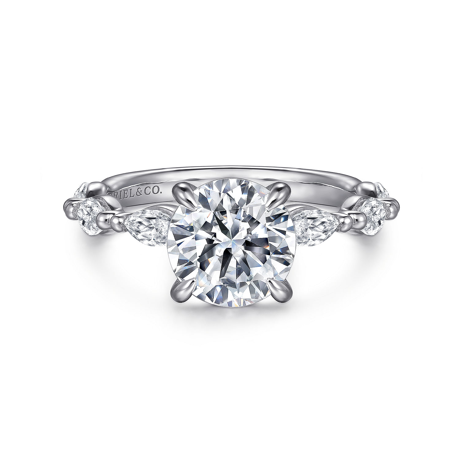 14K White Gold Round Double Prong Diamond Engagement Ring