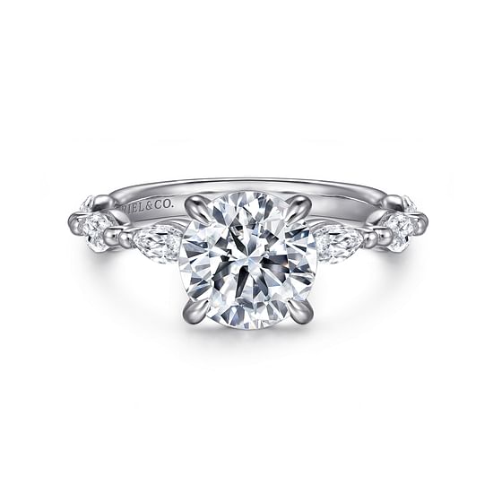Gabriel - 14K White Gold Round Double Prong Diamond Engagement Ring