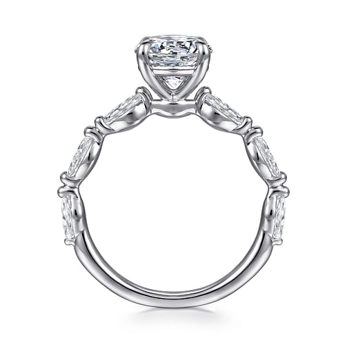 14K White Gold Round Double Prong Diamond Engagement Ring