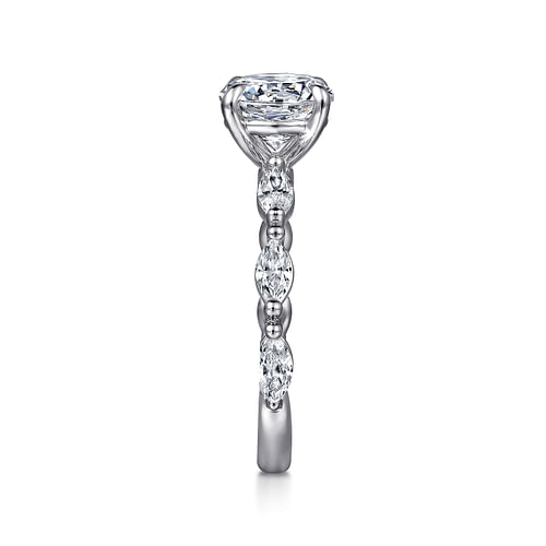 14K White Gold Round Double Prong Diamond Engagement Ring