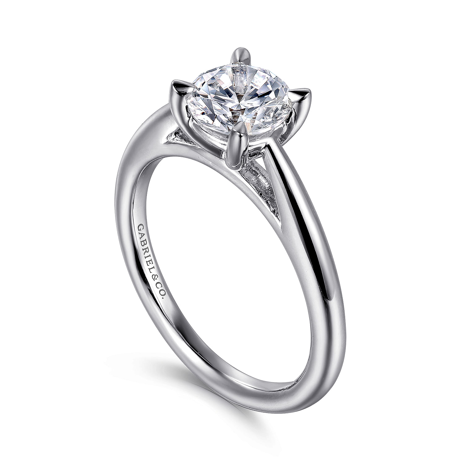 14K White Gold Round Engagement Ring