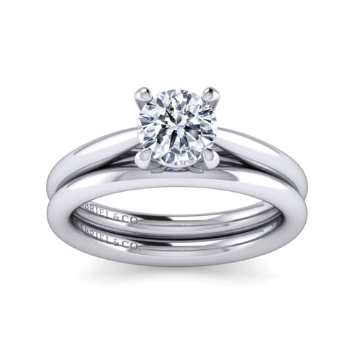 14K White Gold Round Engagement Ring