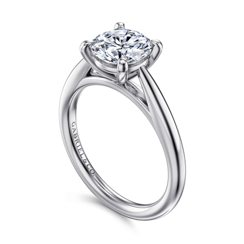 14K White Gold Round Engagement Ring