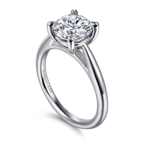 14K White Gold Round Engagement Ring
